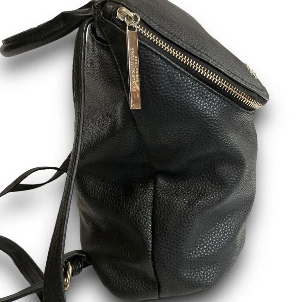 Jones New York Black Pebbled Leather Signature Backpack